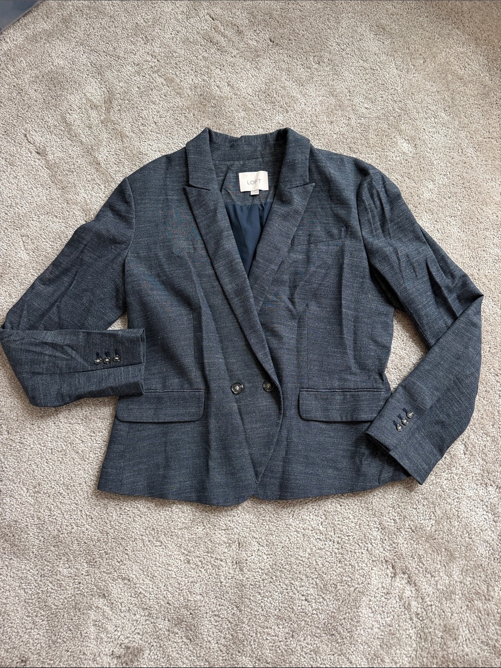 LOFT Charcoal Double-Breasted Blazer